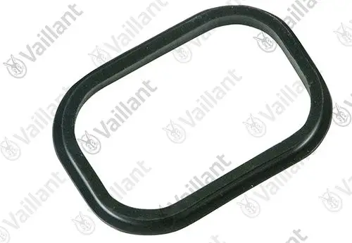 Schwarze Dichtung in ovaler Form, hergestellt von Vaillant, für einen Reinigungsdeckel. Eignet sich für verschiedene Anwendungen im Bereich Heizung und Sanitär.